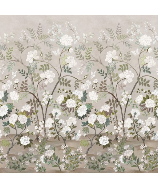 Pale Birch Oriental Flower Fabric la colonne vertébrale