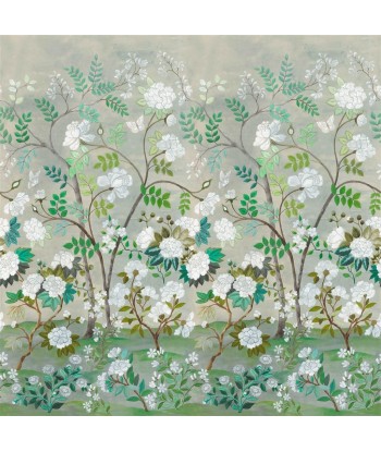 Celadon Oriental Flower Wallpaper livraison gratuite