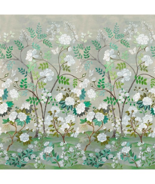 Celadon Oriental Flower Wallpaper livraison gratuite