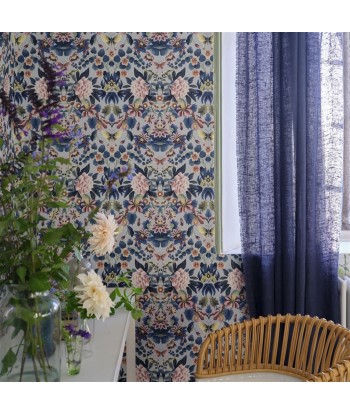 Ikebana Damask Slate Blue Wallpaper solde