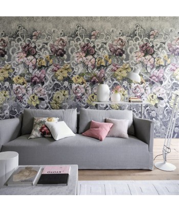 Tapestry Flower Platinum Wallpaper en linge