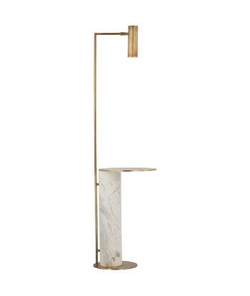 Alma Floor Lamp Brass and White Marble Tray meilleur choix