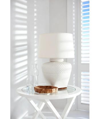 Isla Lamp Ceramic White Leather prix