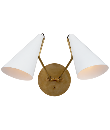 Clemente Double White Plaster Wall Lamp destockage