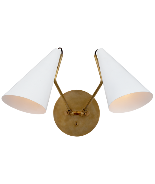 Clemente Double White Plaster Wall Lamp destockage