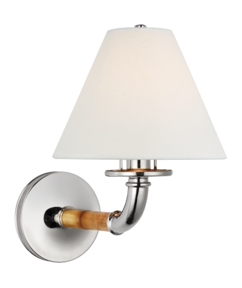 Dalfern Nickel Bamboo Wall Lamp White Lampshade Toutes les collections ici