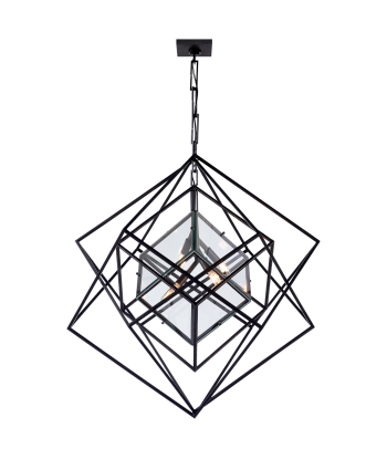 Cubist Medium Aged Iron Chandelier de l' environnement