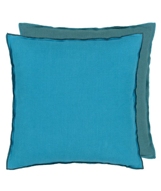 DG Brera Lino Cushion Indian Ocean &amp Teal Linen les ligaments