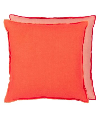 DG Brera Lino Nasturtium &amp Papaya Linen Cushion brillant des détails fins