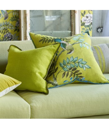 DG Brera Lino Cushion Lime &amp Moss Linen en ligne des produits 