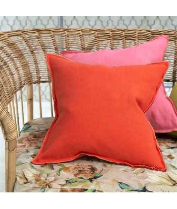 DG Brera Lino Nasturtium &amp Papaya Linen Cushion brillant des détails fins